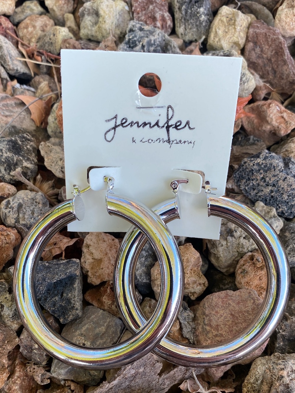 Shiny Silver Hoop Earrings